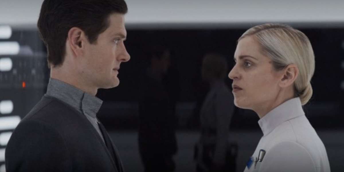 Supervisor Dedra Meero (Denise Gough) and Syril Karn (Kyle Soller) in 'Andor'