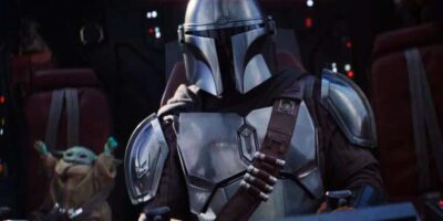 Din Djarin (Pedro Pascal) and Grogu in the cockpit in 'The Mandalorian' S3