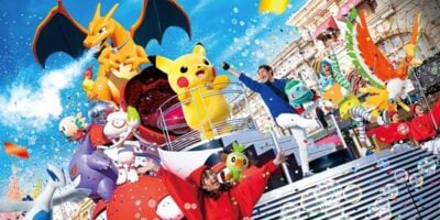 Pikachu on the Pokémon parade float at Universal Studios Japan