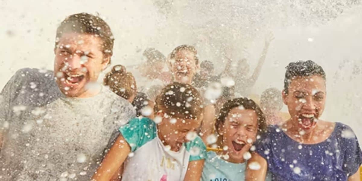 Guests scream on a water ride