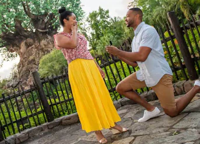 Proposal at Disney showing a Disney theme park personality