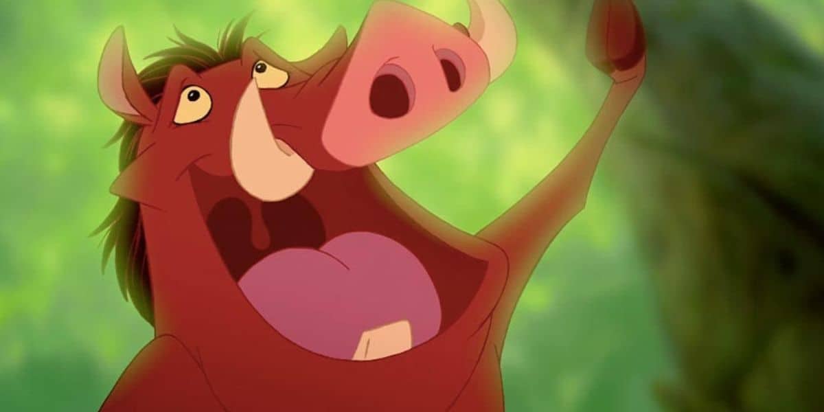Pumbaa singing in the Lion King