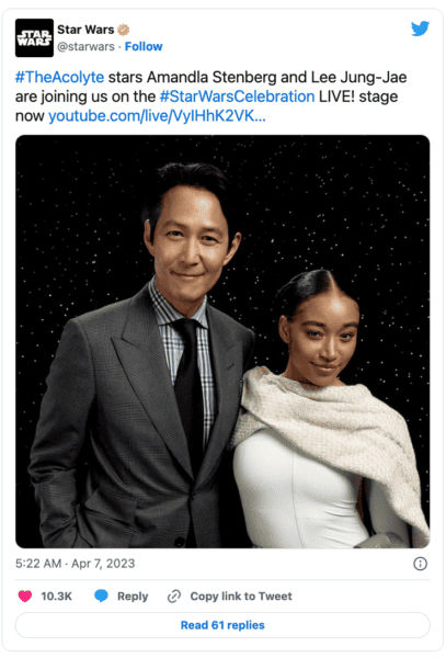 Amandla Stenberg and Lee Jung-Jae ACOLYTE tweet