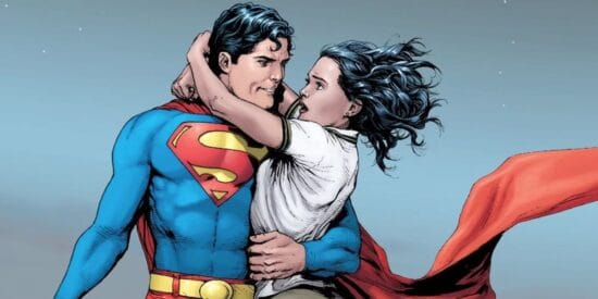 Superman holds Lois Lane