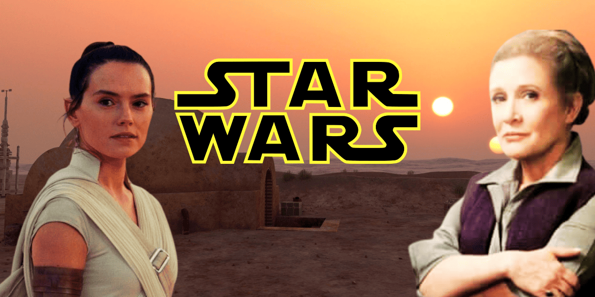Carrie Fisher and Rey Skywalker on Tatooine