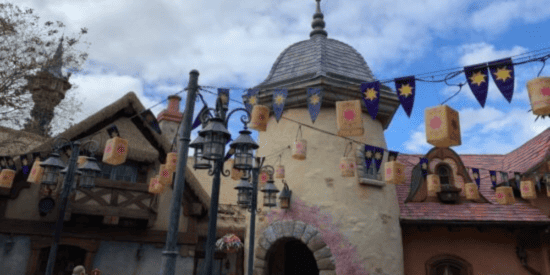 A Walt Disney World bathroom, themed after 'Tangled.'