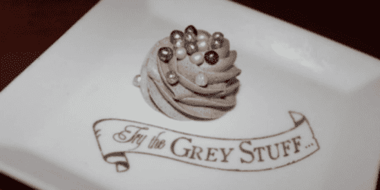 The Grey Stuff at Be Our Guest on a white plate.