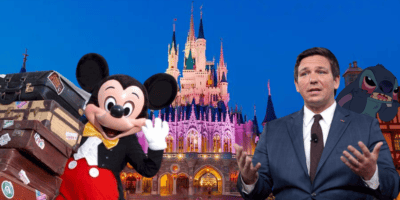 Mickey Mouse moving from Florida for a new Disney project, leaving Governor Ron DeSantis confused and sad