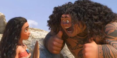 dwayne johnson as maui in moana singing you're welcome by lin-manuel miranda