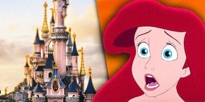 (R-L) Shocked Disney Character Ariel looking at Disneyland Paris