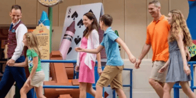 Family walking with Tour Guide