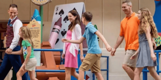 Family walking with Tour Guide