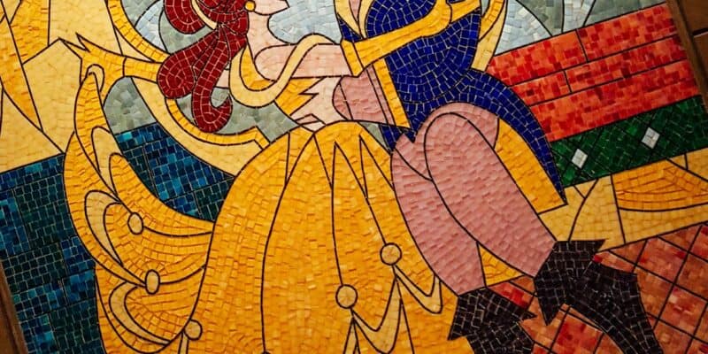 stained glass at Be Our Guest Restaurant in the Magic Kingdom