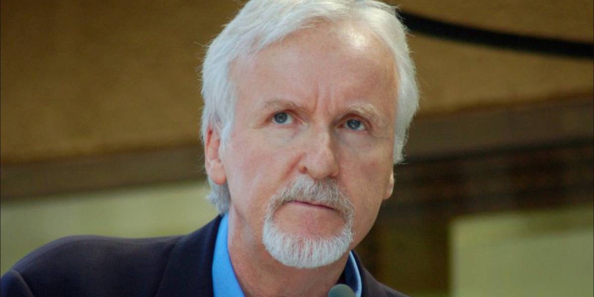 James Cameron looking serious at a Walk of Fame Star ceremony
