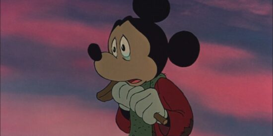 Mickey Mouse with tears in his eyes