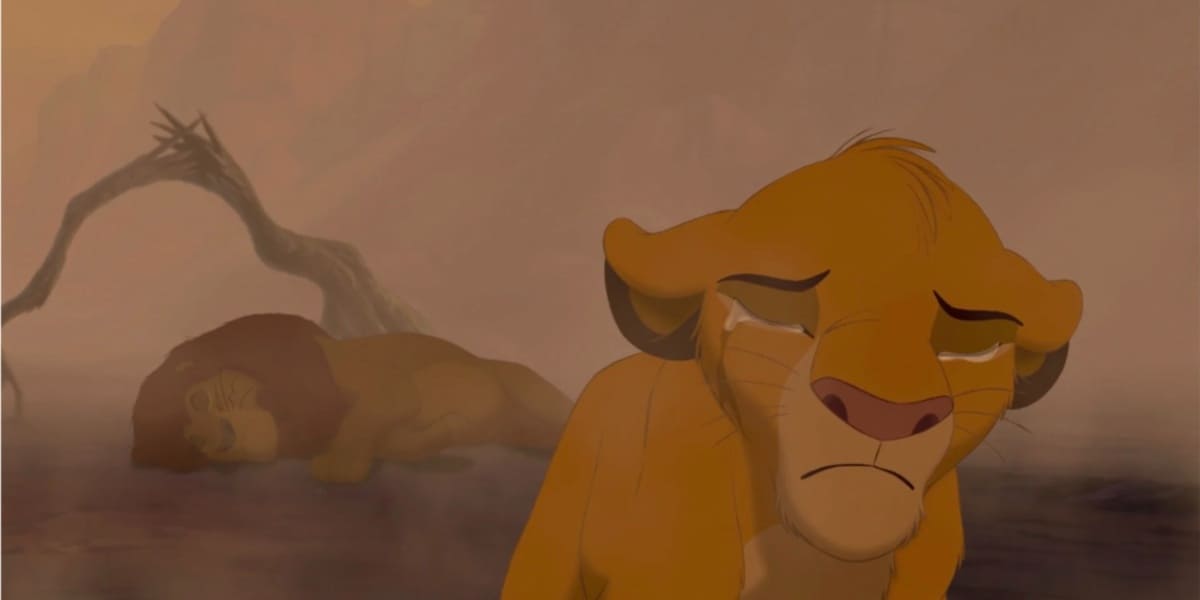 Simba Crying after Mufasa Dies in The Lion KingDisney Movies