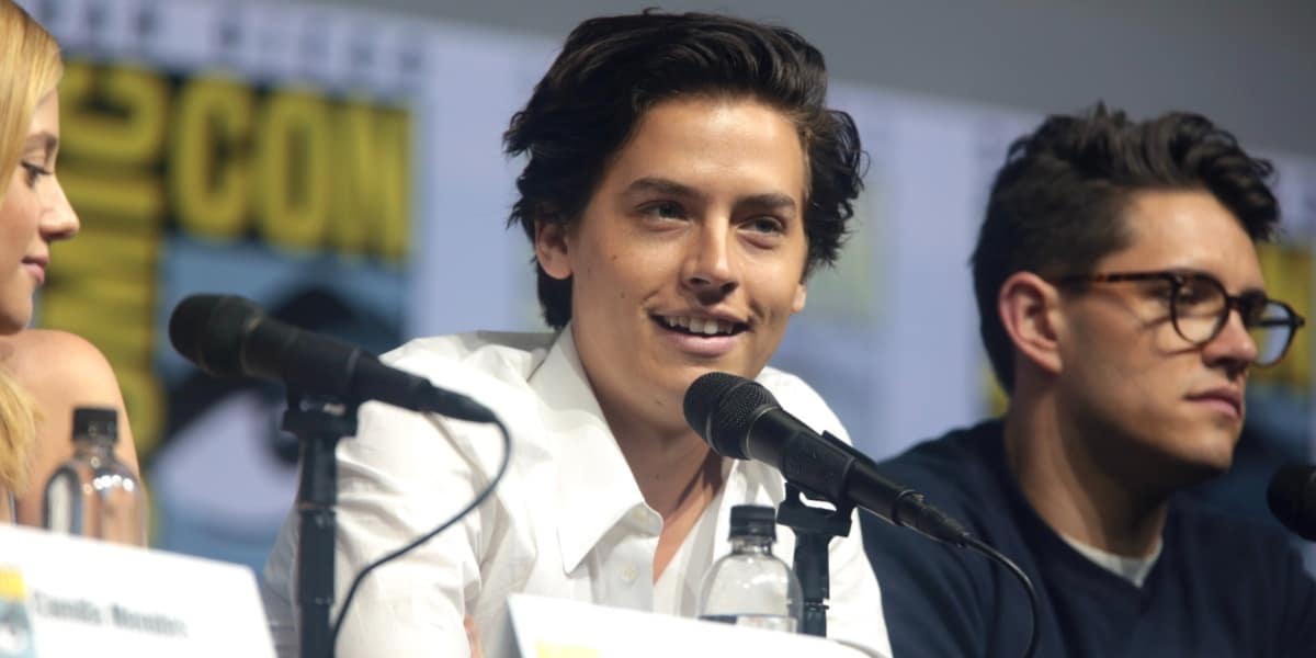 Cole Sprouse and Casey Cott speaking at the 2018 San Diego Comic Con International, for "Riverdale", at the San Diego Convention Center in San Diego, California.