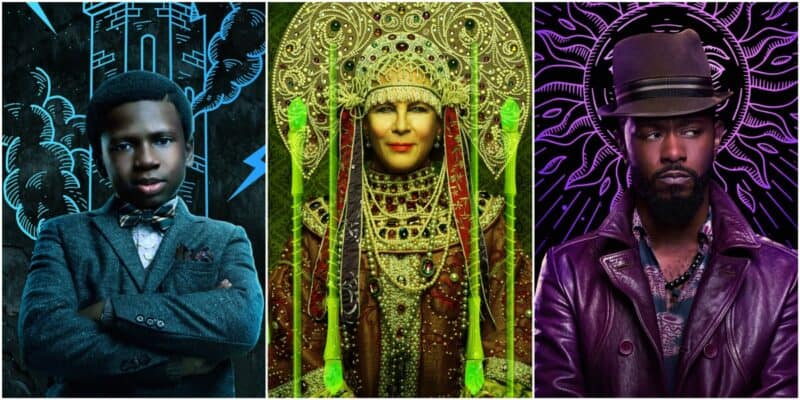 Chase Dillon, Jamie Lee Curtis, LaKeith Stanfield in Haunted Mansion posters