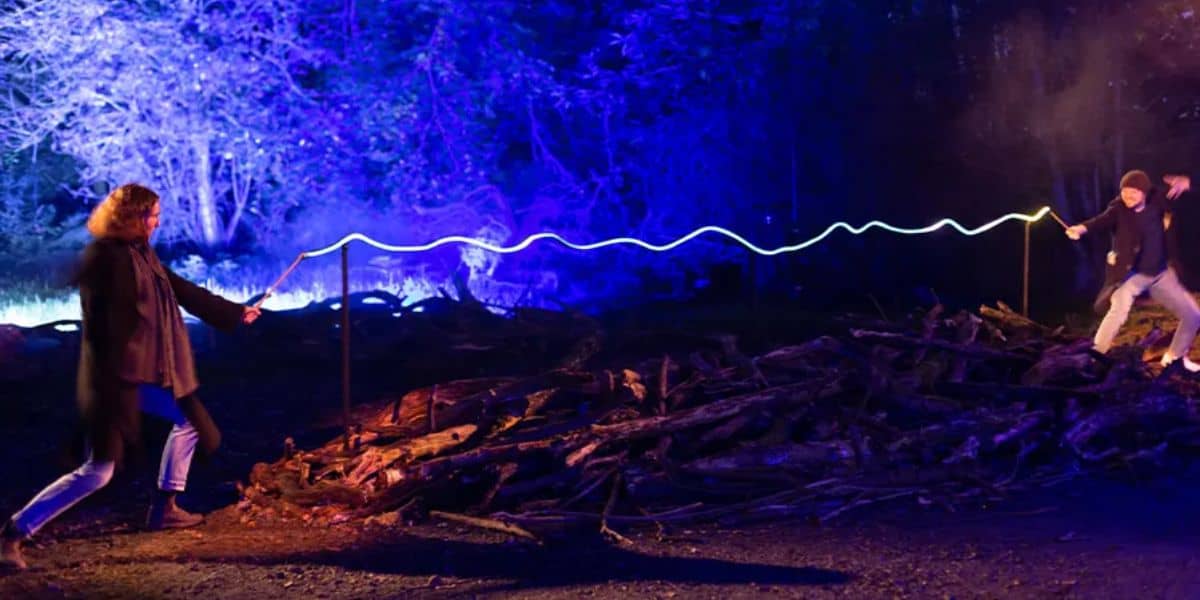 Guests duel at Harry Potter - A Forbidden Forest Experience