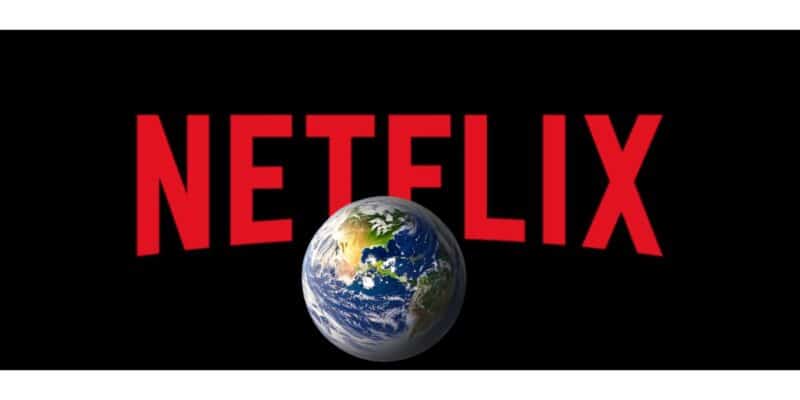 Netflix logo superimposed over the planet Earth
