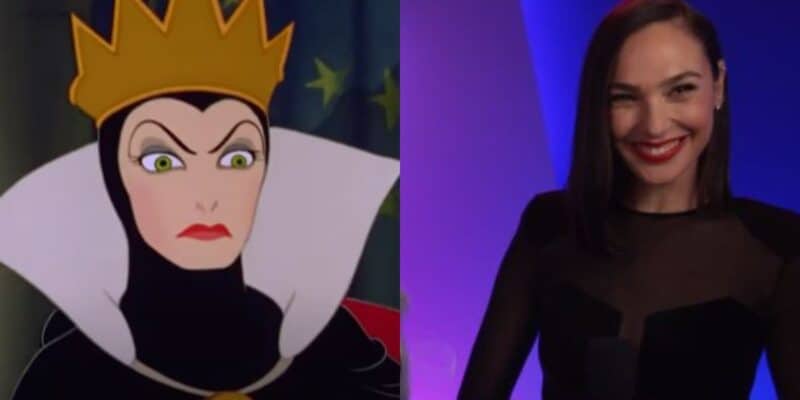 Live-action Snow White actress beside original cartoon
