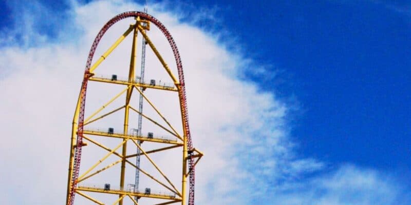 The top hat of Top Thrill Dragster at Cedar Point in Sandusky, Ohio.