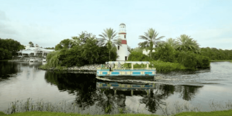 A boat on the water at Disney's Old Key West Resort.