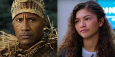 Dwayne Johnson as Maui (L) and Zendaya as MJ (R)