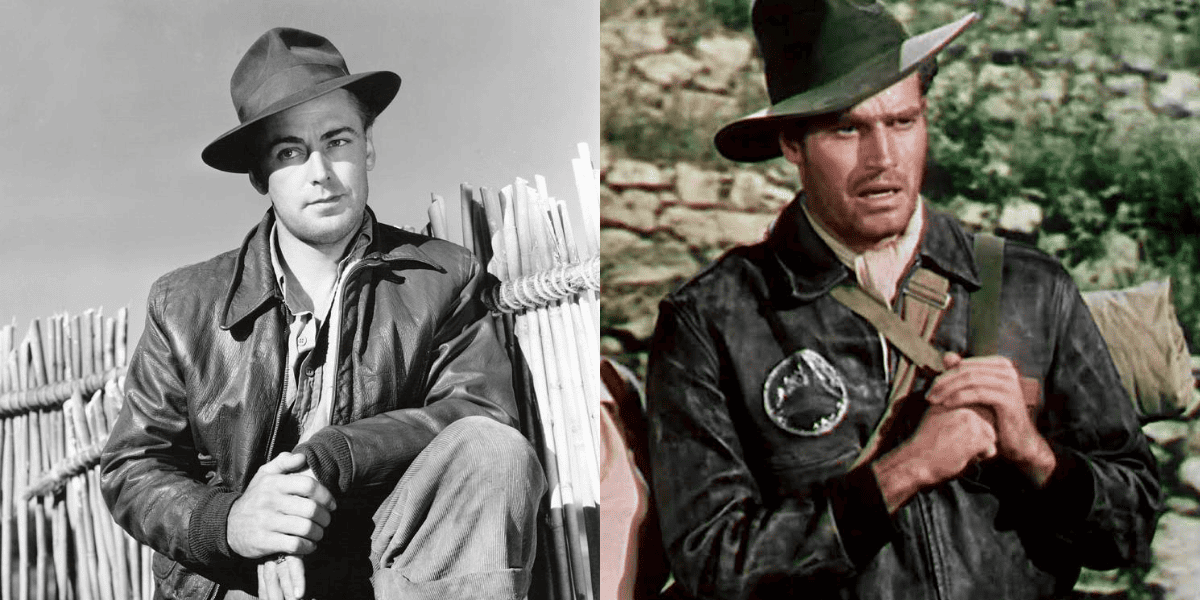 Alan Ladd and Charlton Heston in roles that inspired Indiana Jones