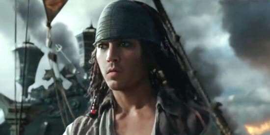 Young, de-aged Johnny Depp as Captain Jack Sparrow in 'Pirates of the Caribbean: Dead Men Tell No Tales'
