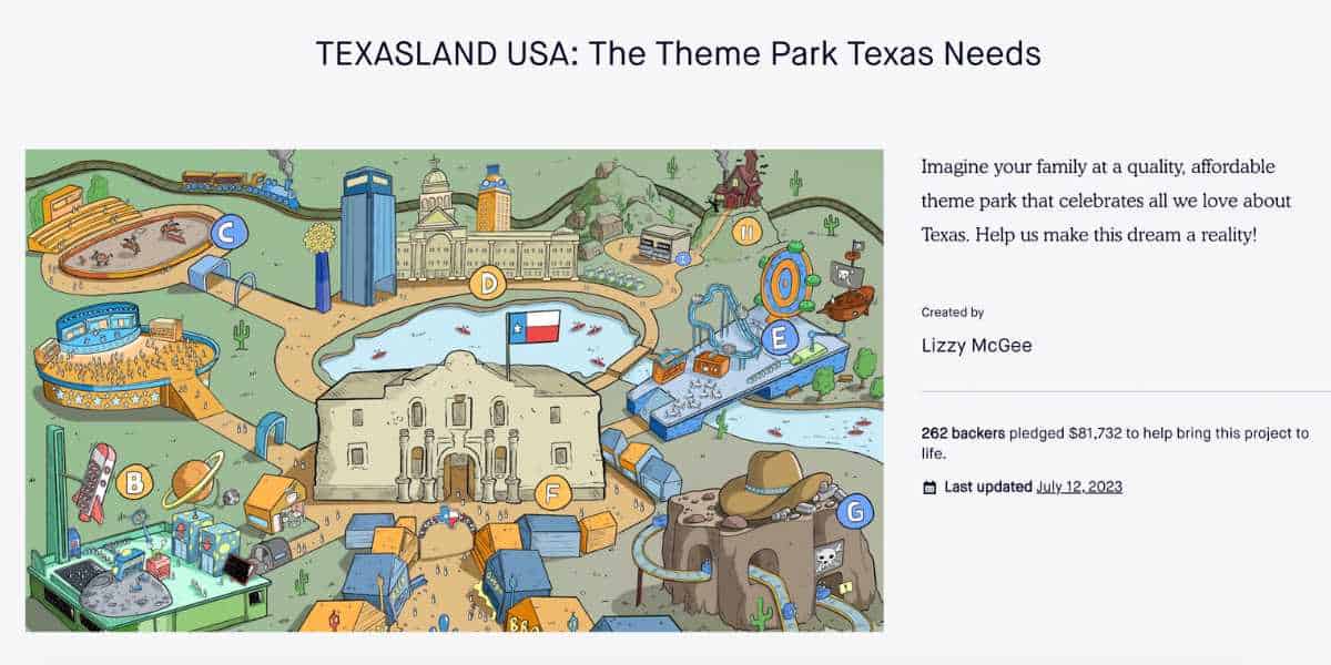 Screenshot of TexasLand Kickstarter