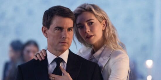 Tom Cruise as Ethan Hunt (left), Vanessa Kirby as Alanna Mitsopolis / White Widow in Mission Impossible -Fallout (2018)