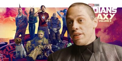 Pete Davidson as Phlektik edited with Guardians of the Galaxy poster behind
