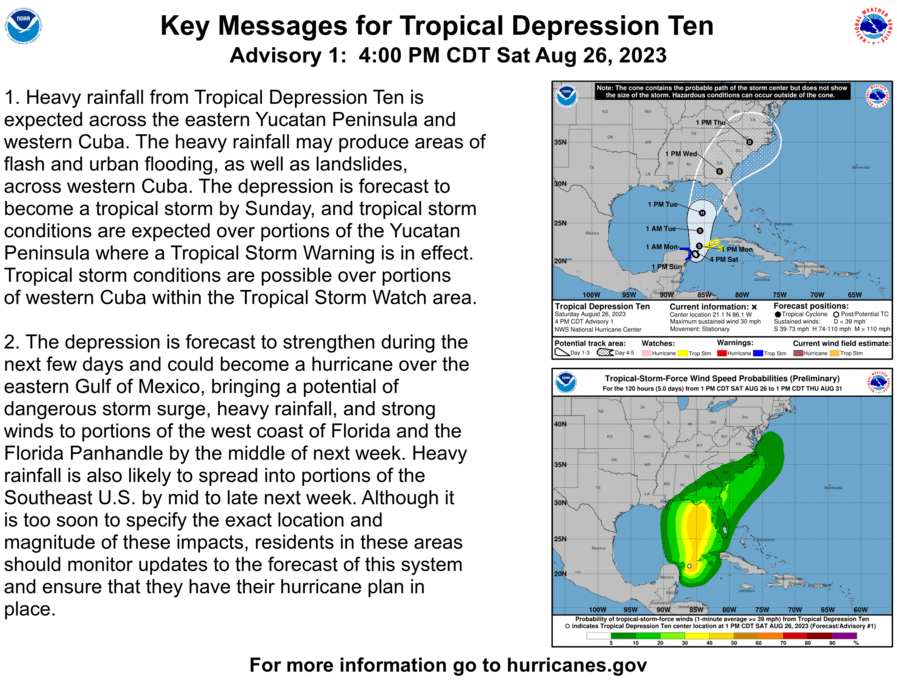 A photo of a tropical disturbance that could form into a hurricane and impact portions of Florida next week