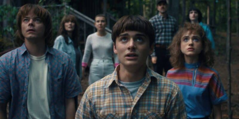 Will Byer and the rest of the Hawkins team of heroes look up as a storm approaches their hometown at the end of season 4 of Stranger Things.