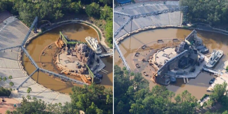 Fantasmic! shot during the day. lagoon looking very dirty.
