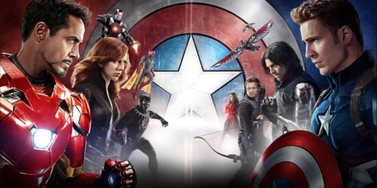 Captain America: Civil War poster with both sides ready to fight the other