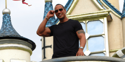 Dwayne Johnson posed at Disneyland Hong as a part of movie 'Race to Witch Mountain'