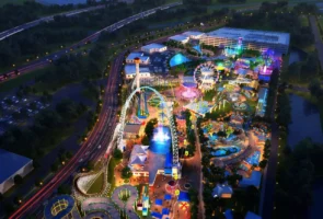 An aerial photo of Fun Spot America, a theme park in Kissimmee, Florida.