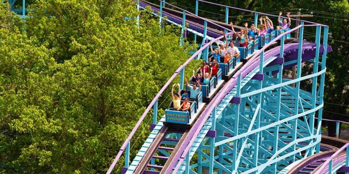 Guests ride Kingdom Coaster at Dutch Wonderland
