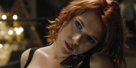 Black Widow using a LG Lotus Elite LX610 in The Avengers