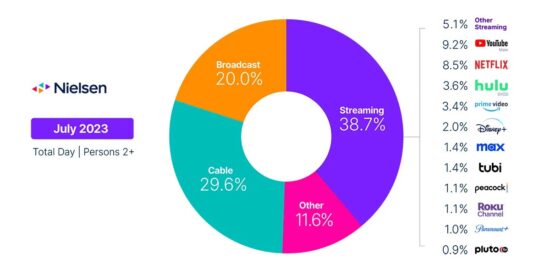 Nielsen TV rankings for July 2023, expressed in pie chart