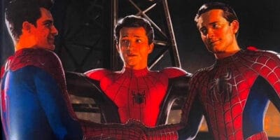 L-R: Andrew Garfield, Tom Holland, and Tobey Maguire as Variants of Peter Parker/Spider-Man