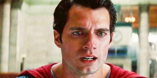 Henry Cavill looking shocked in Man of Steel