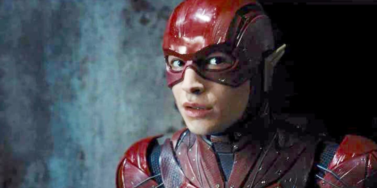 Ezra Miller as The Flash looking sideways