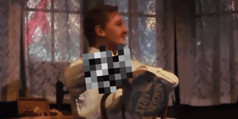 John Progress's hand snaps off in a censored image from a video on the Carousel of Progress.