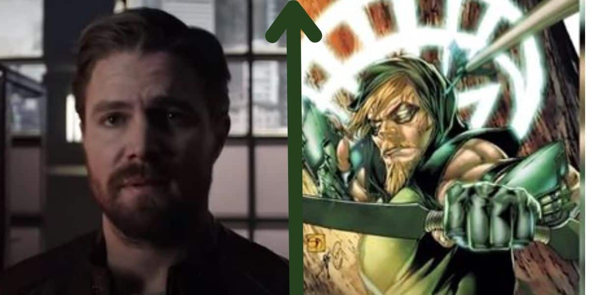 Anti-union actor Amell beside the Green Arrow who he used to play