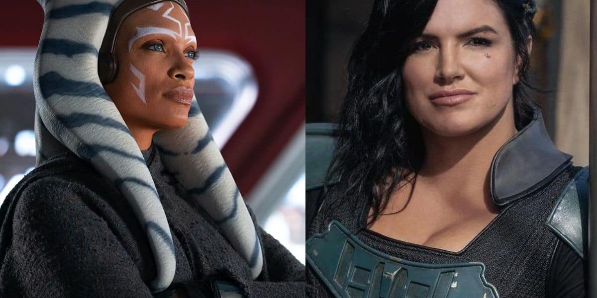 (L) Rosario Dawson as Ahsoka (R) Gina Carano as Cara Dune