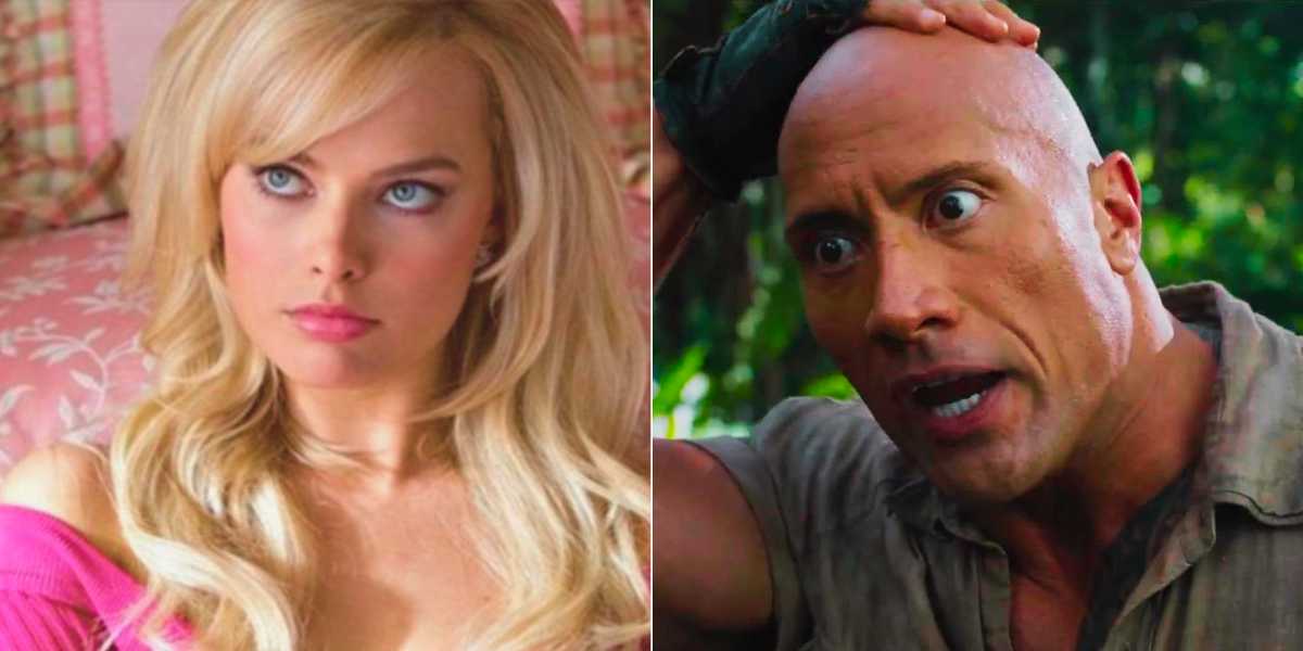 Margot Robbie (L) and Dwayne Johnson (R)