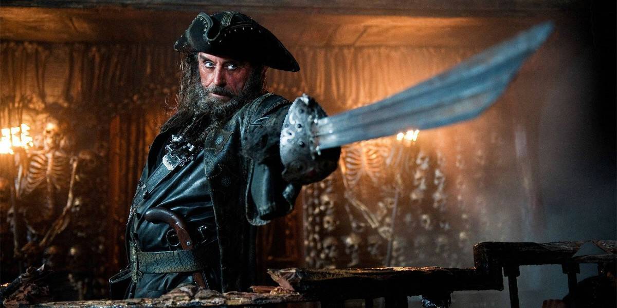 Ian McShane as Blackbeard in Pirates of the Caribbean: On Stranger Tides